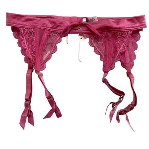 Victoria's Secret Lace Details Satin Pink Garter Belt, Size XS/S